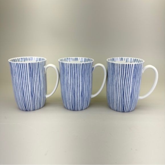 Vintage Fitz and Floyd Les Bands Porcelain
Blue and White Striped Mugs - Picture 1 of 10